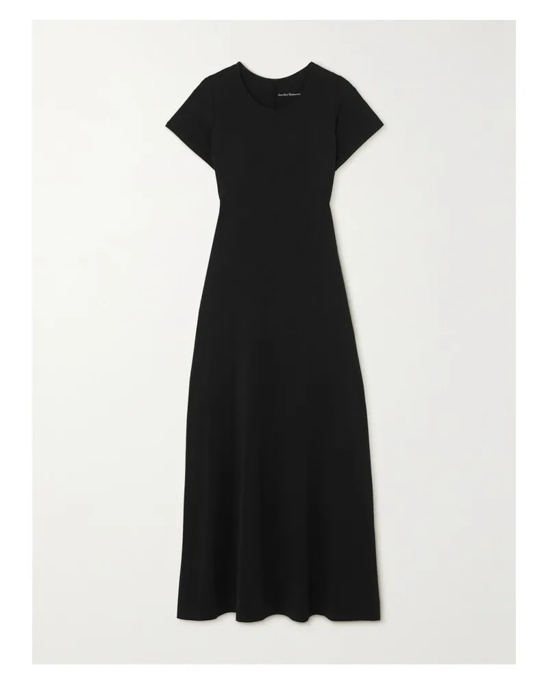 Another Tomorrow Net Sustain Fitted Tee Midikleid Aus Jersey Aus Einer Mischung Aus Biobaumwolle Und Tencel™ Lyocell - Schwarz Schwarz