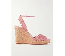 Kahlo Espadrille-wedges Aus Raffiabast Mit Mesh-besätzen - Pink