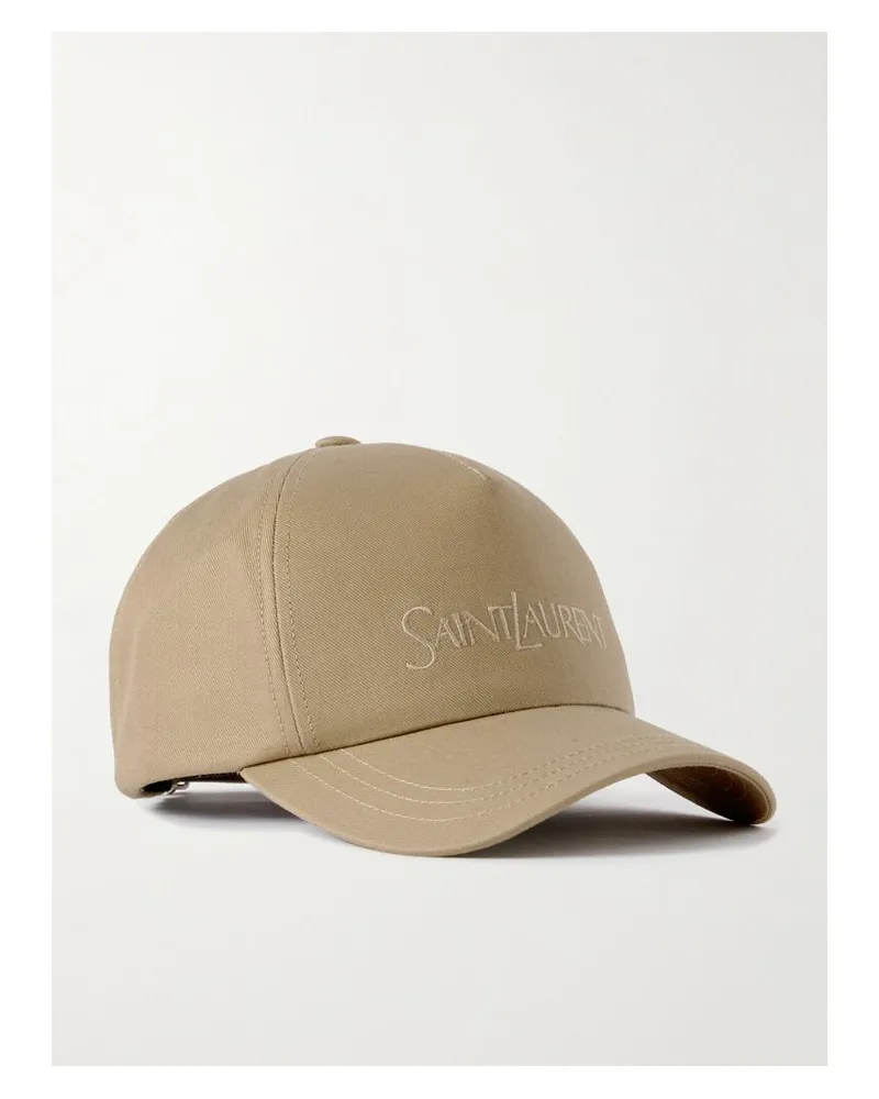Saint Laurent Baseballkappe Aus Gabardine Aus Einer Baumwoll-leinenmischung Mit Stickerei - Neutral Neutral