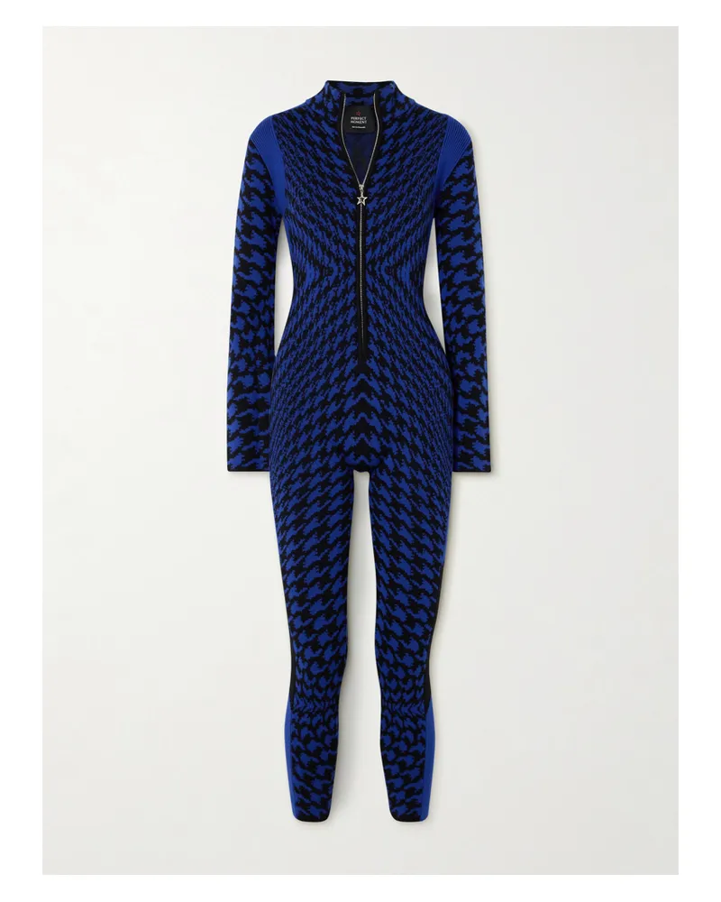 Perfect Moment Johnnie Walker Bella Skianzug Aus Merinowolle Mit Intarsien-hahnentrittmuster - Blau Blau