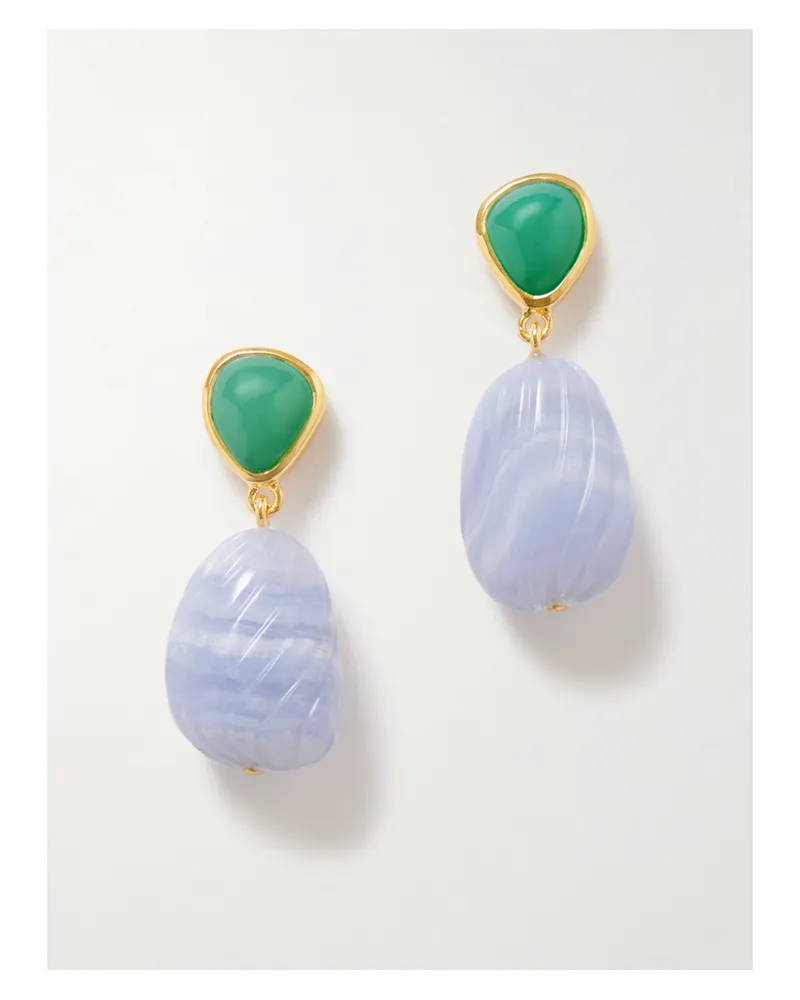 Lizzie Fortunato Andalusia Ohrringe Mit Chrysoprasen, Chalcedonen Und Vergoldeten Details - Blau Blau
