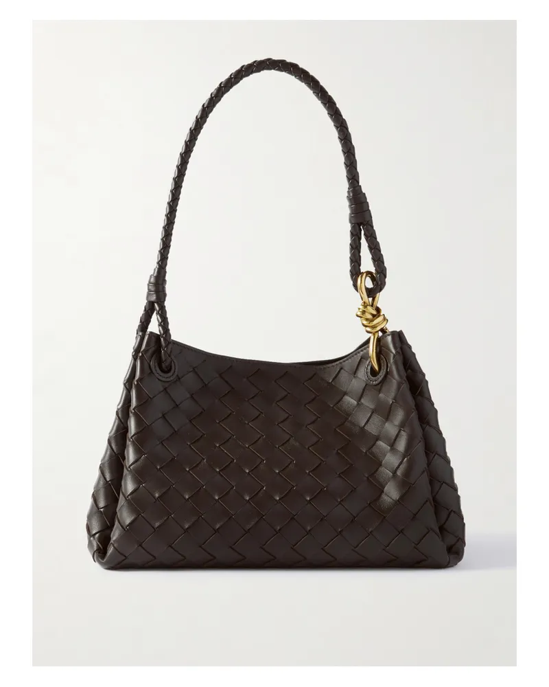 Bottega Veneta Parachute Medium Intrecciato Leather Shoulder Bag - Brown Brown