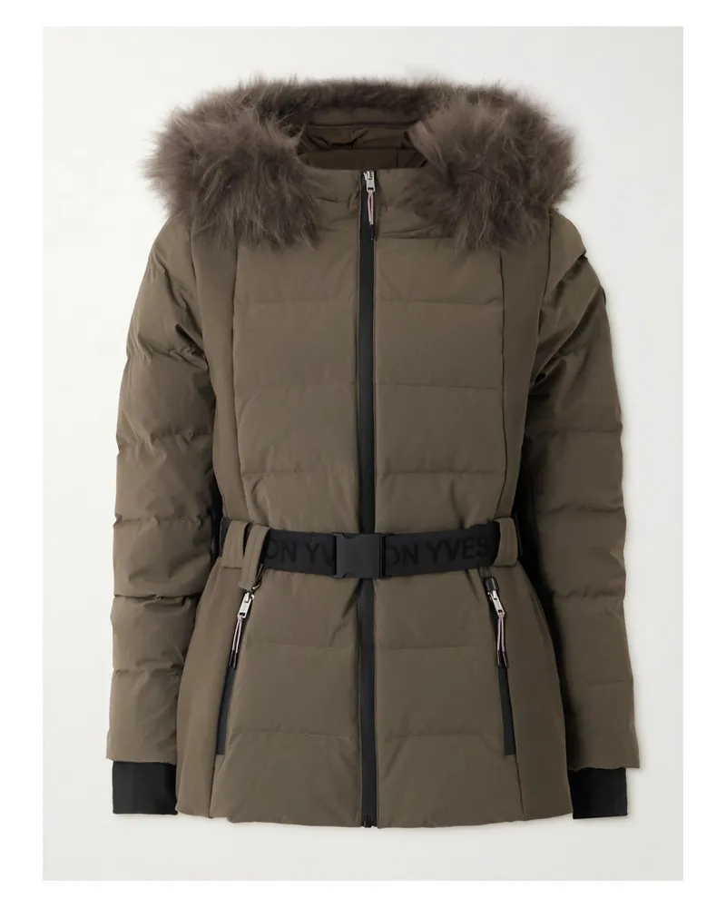 Yves Salomon Belted Shell Down Ski Jacket - Brown Brown