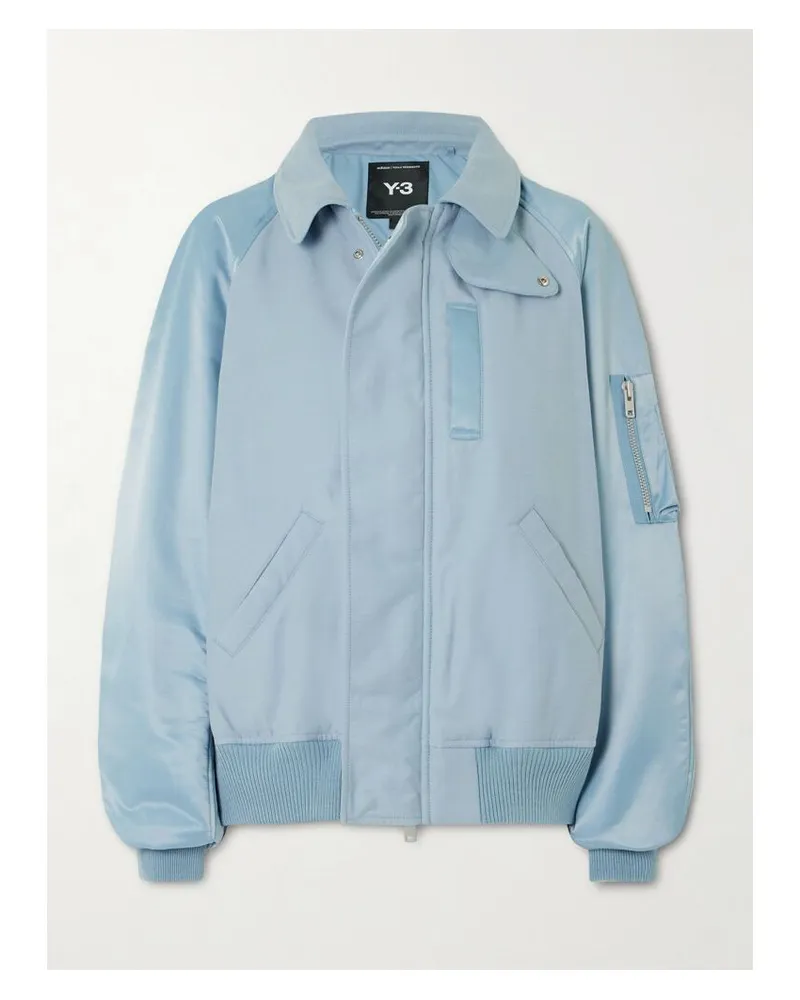 adidas Y-3 Bomberjacke Aus Satin Und Flanell - Blau Blau