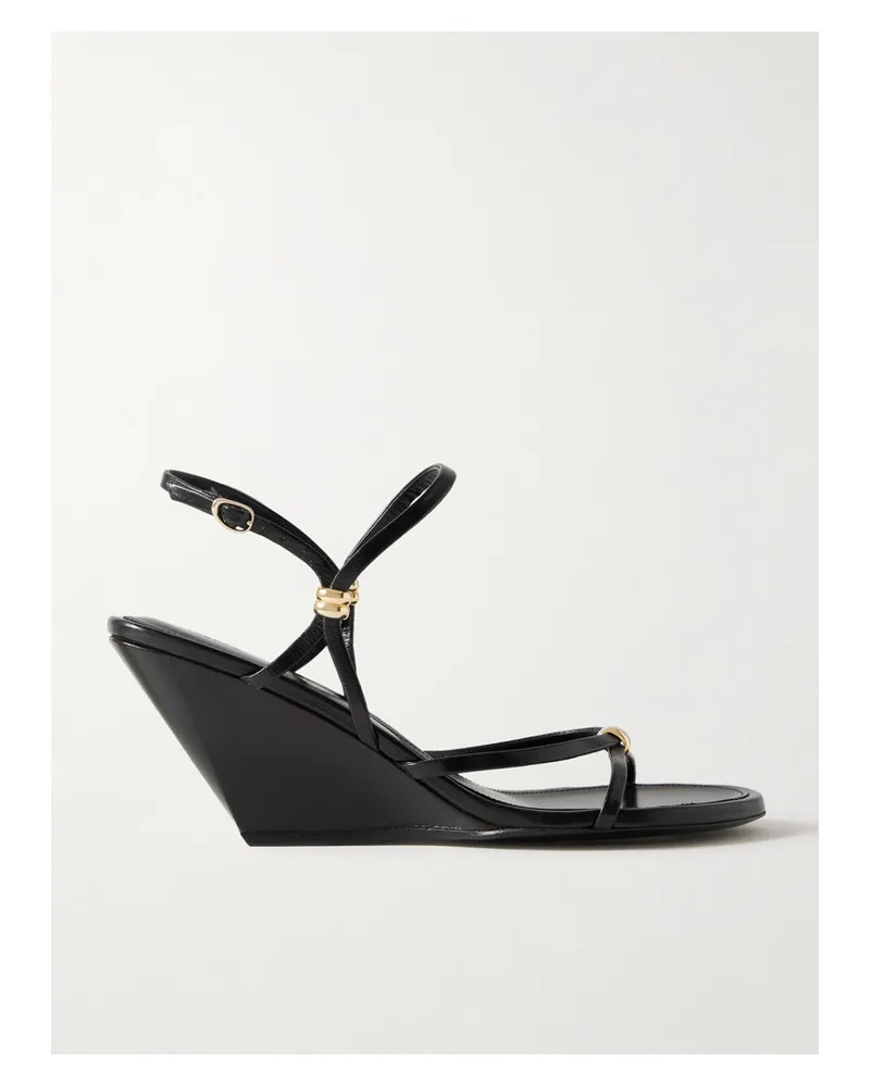 Proenza Schouler Coil Wedges Aus Glanzleder In Knitteroptik Mit Verzierungen - Schwarz Schwarz