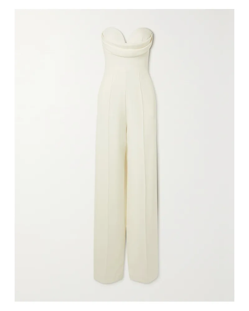 Alex Perry Hayden Trägerloser Jumpsuit Aus Crêpe Mit Drapierung - Weiß Weiß