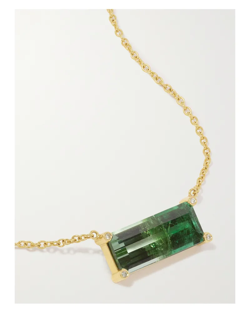 Octavia Elizabeth Kette Aus Recyceltem 18 Karat Gold Mit Turmalin Mit Farbverlauf Und Diamanten - Grün Grün