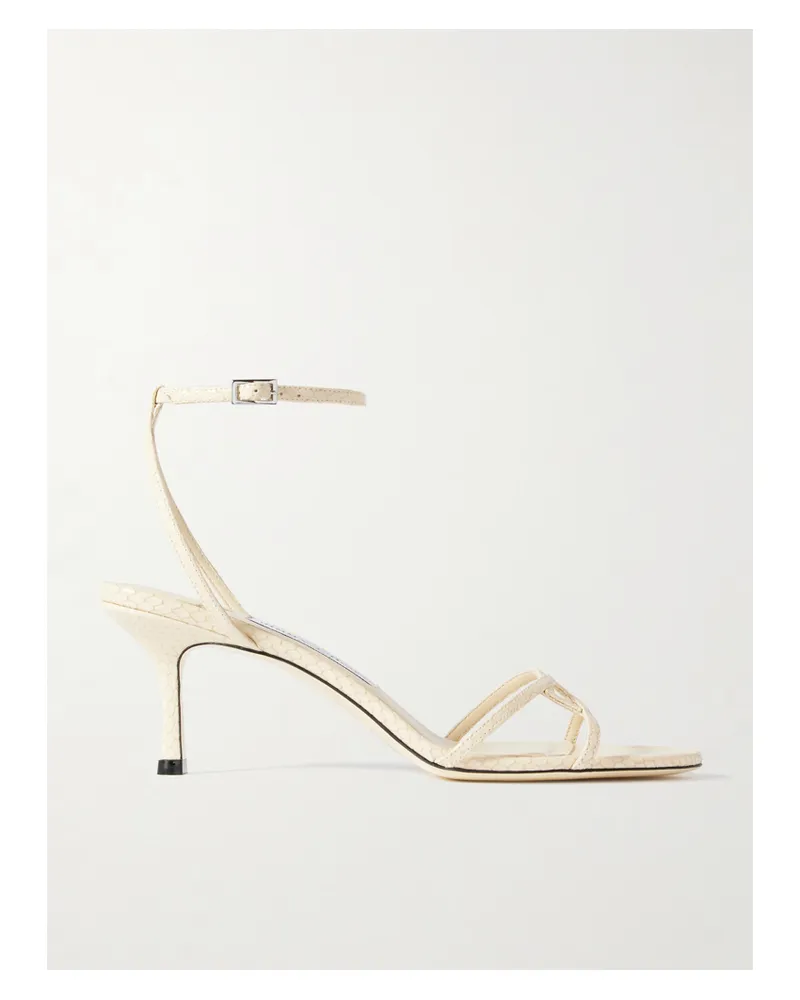 Jimmy Choo Leo 65 Croc-effect Leather Sandals - Cream Cream