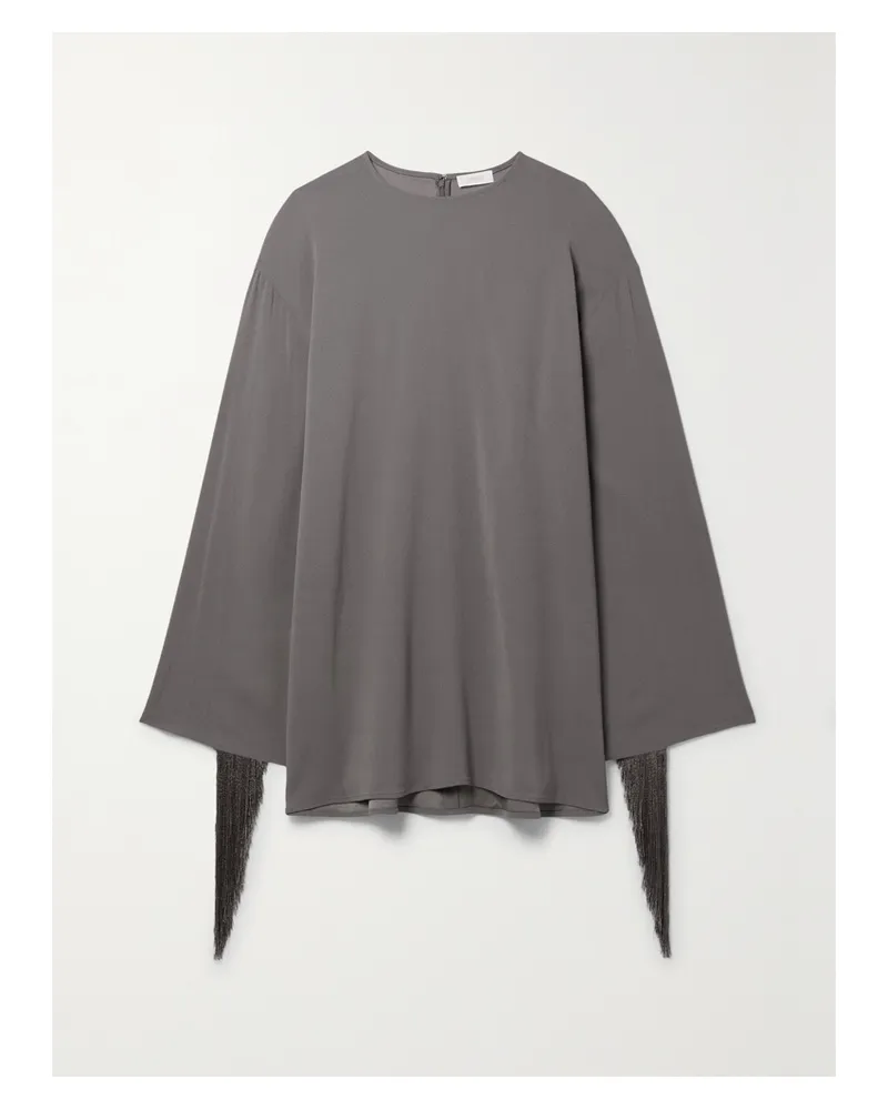 LAPOINTE Minikleid Aus Crêpe Mit Fransen - Grau Grau