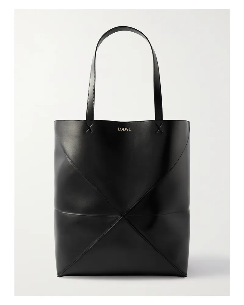 Loewe Puzzle Fold Convertible Large Leather Tote - Black Black
