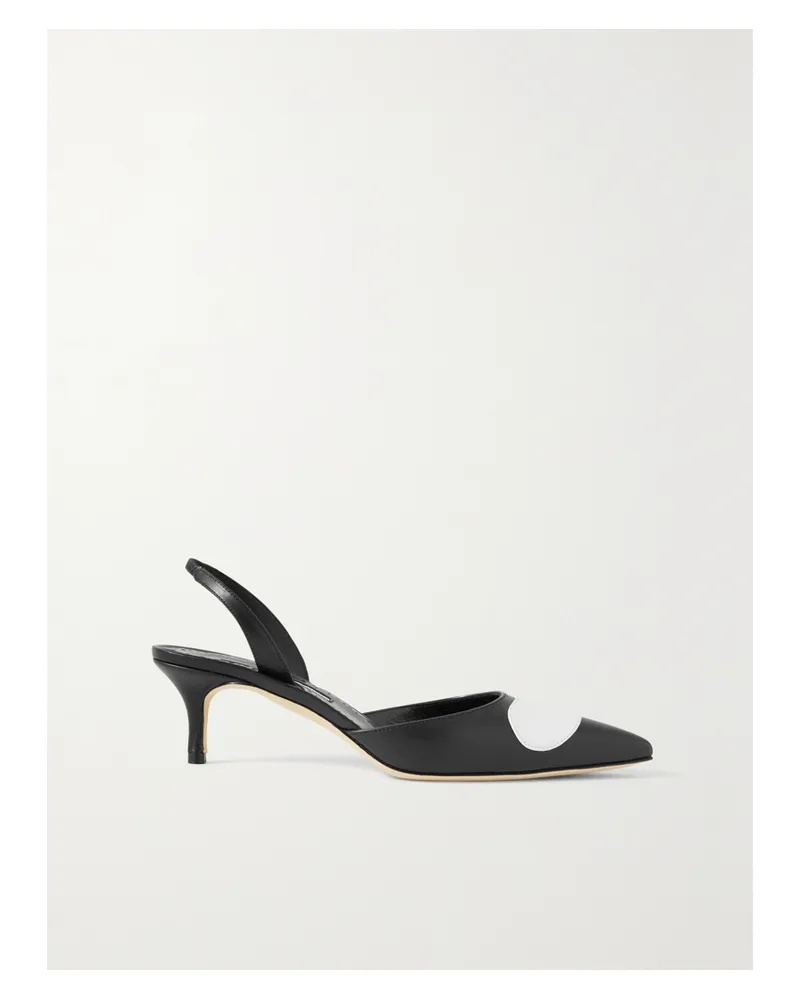 Manolo Blahnik Scusli 50 Zweifarbige Slingback-pumps Aus Leder - Schwarz Schwarz