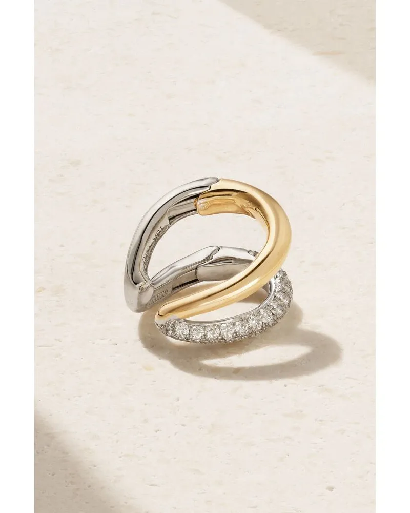 Gemella Intertwin Ear Cuff Aus 18 Karat Weiß- Und Gelbgold Mit Diamanten Gold