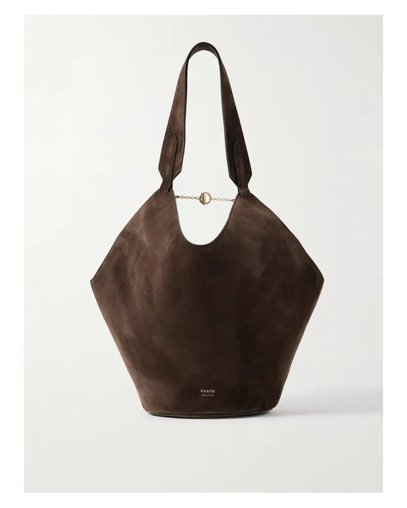 KHAITE Lotus Small Suede Tote - Brown Brown
