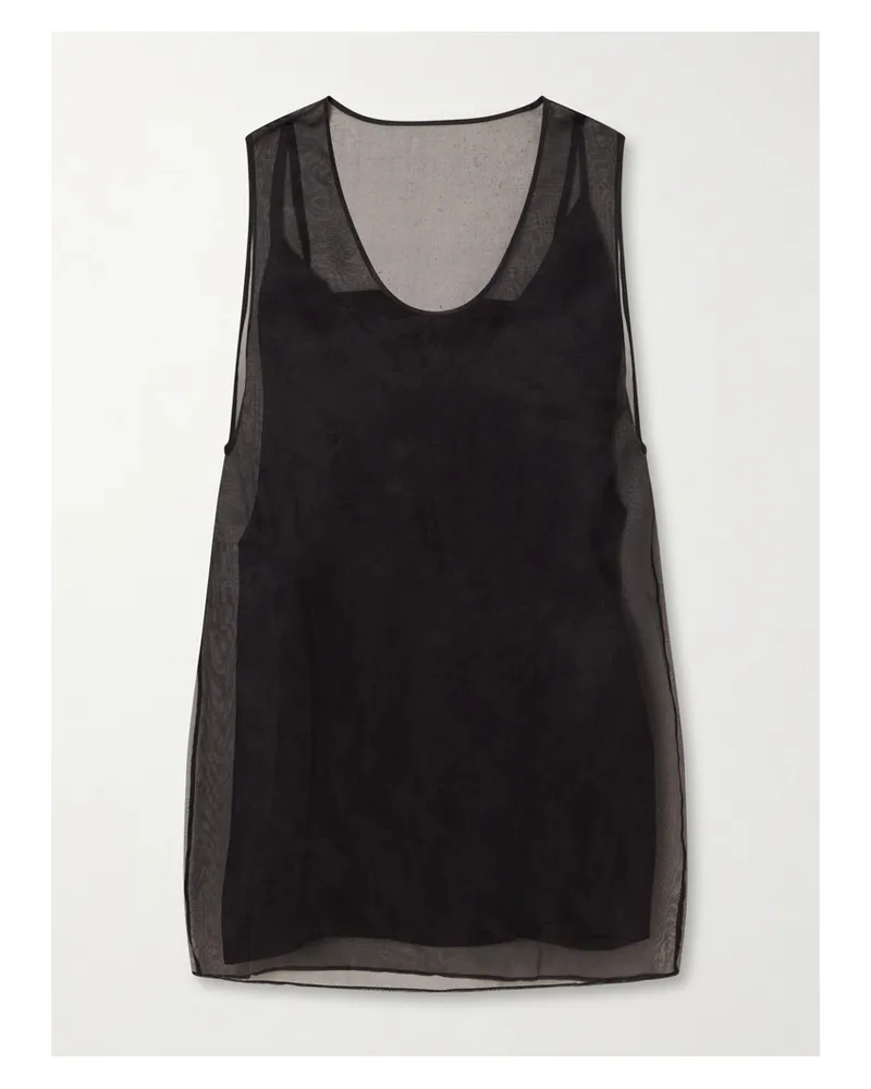 AMI Paris Silk-organza Top - Black Black