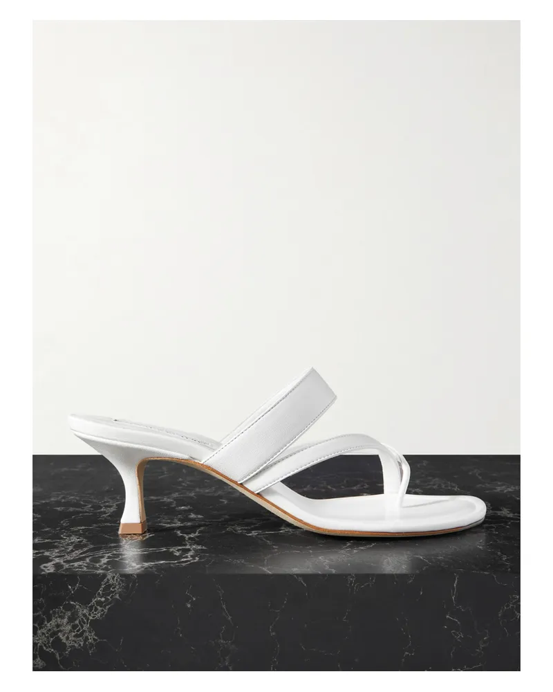 Manolo Blahnik Susa 50 Leather Sandals - White White
