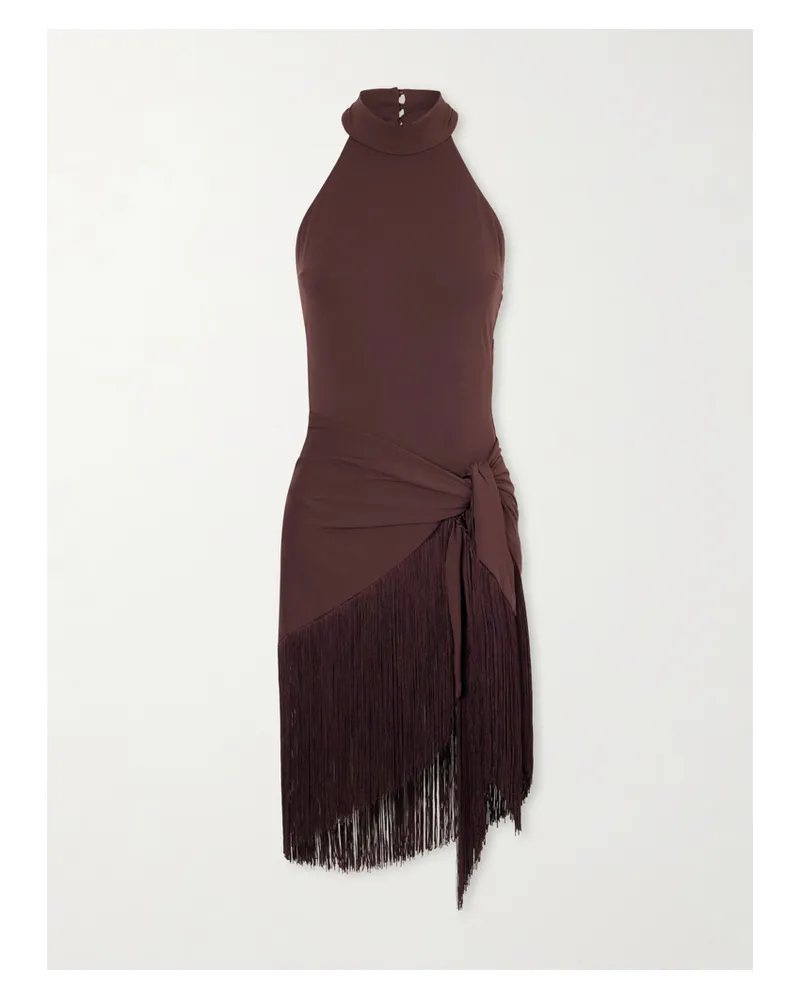 Taller Marmo Artemis Swimsuit And Fringed Pareo Set - Brown Brown