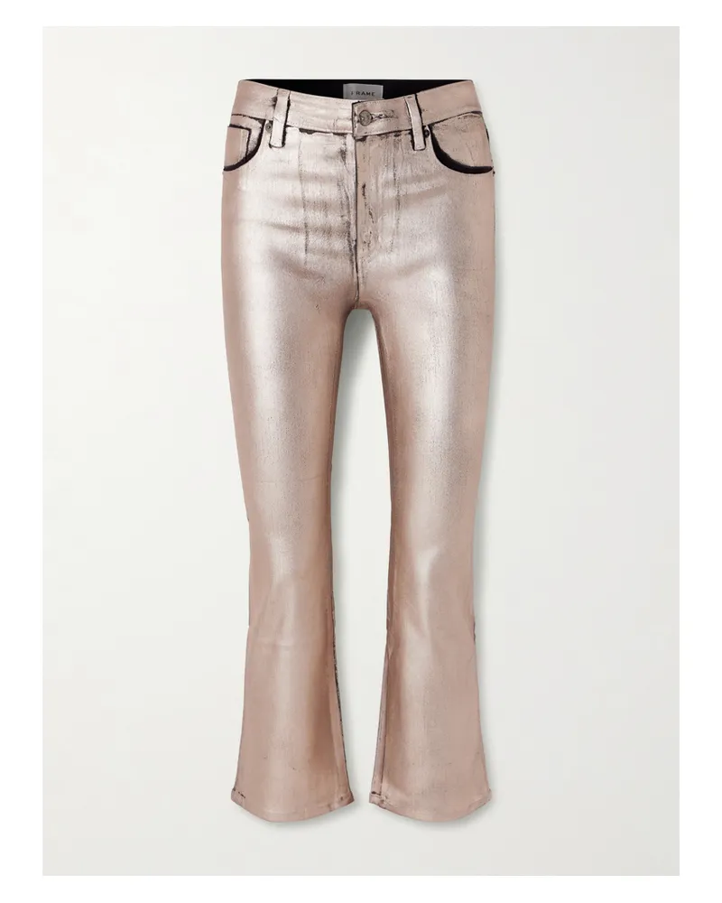 Frame Denim The Reboot Halbhohe Bootcut-jeans In Metallic-optik - Gold Gold