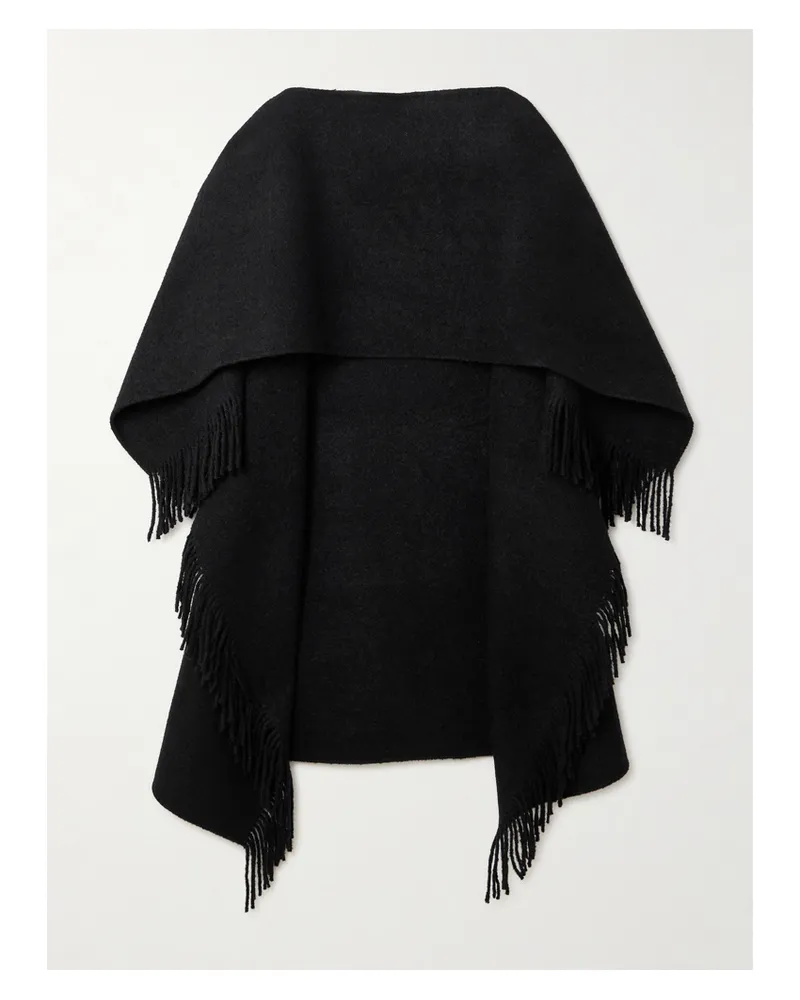 Totême Poncho Aus Einer Wollmischung Mit Fransen - Schwarz Schwarz