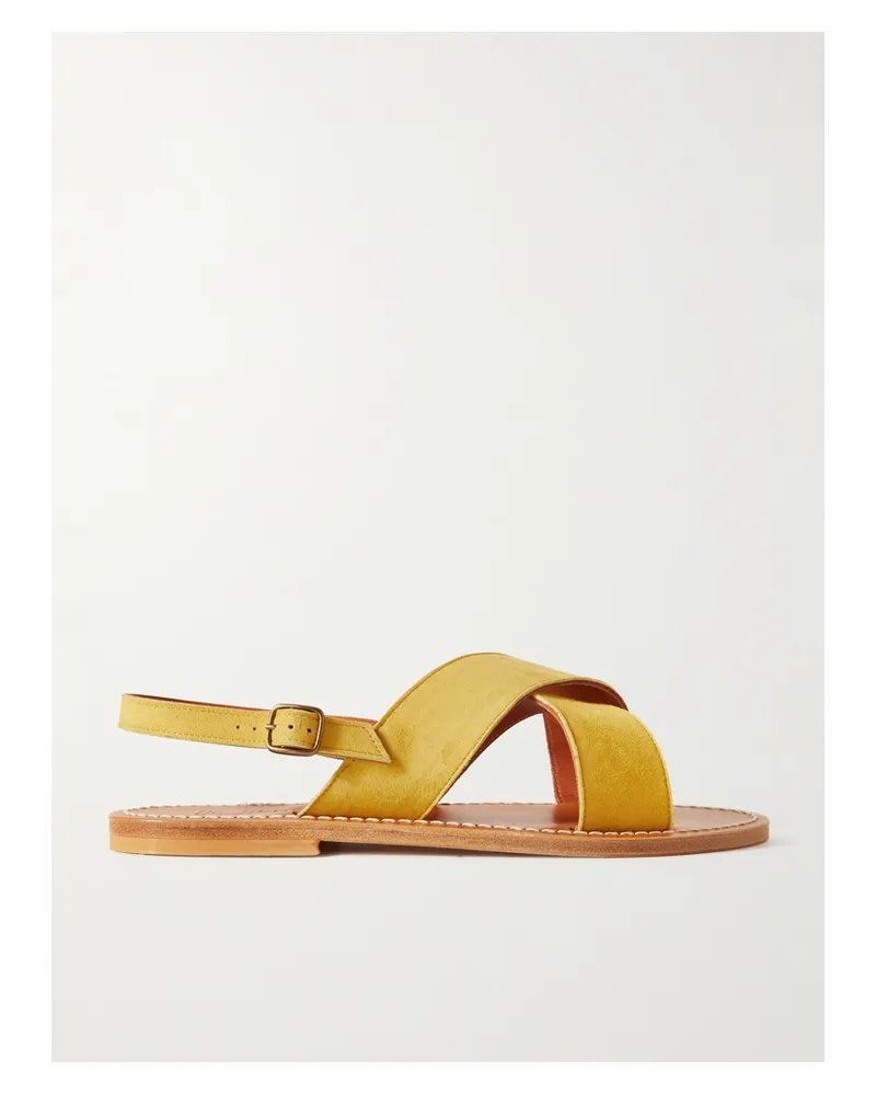 K.Jacques  Osorno Slingback-sandalen Aus Veloursleder - Gelb Gelb