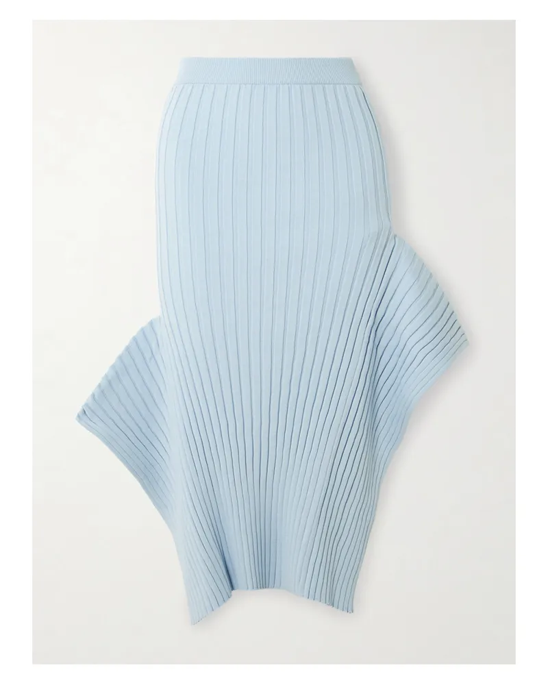 Stella McCartney Asymmetrischer Midirock Aus Gerippter Biobaumwolle - Blau Blau