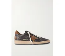 Ball Star Sneakers Aus Leder Mit Velourslederbesätzen In Distressed-optik - Braun