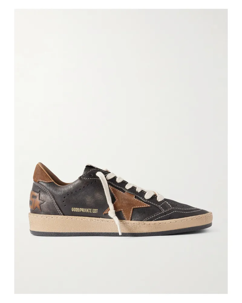 Golden Goose Ball Star Sneakers Aus Leder Mit Velourslederbesätzen In Distressed-optik - Braun Braun