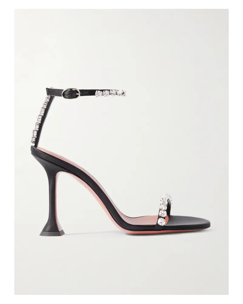 Amina Muaddi Gigi Crystal-embellished Satin Sandals - Black Black