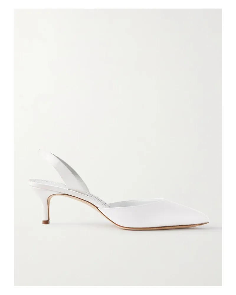 Manolo Blahnik Carolyne Bridal 50 Slingback-pumps Aus Satin - Weiß Weiß