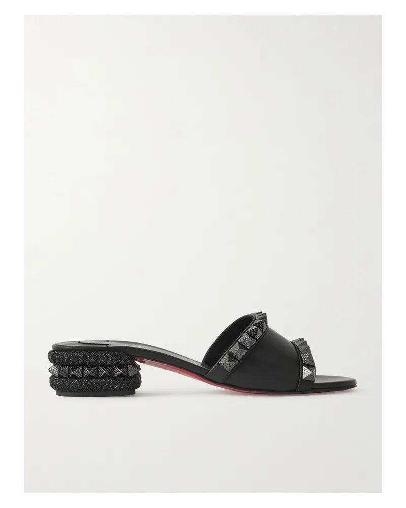 Christian Louboutin Pyramule 30 Studded Leather Mules - Black Black