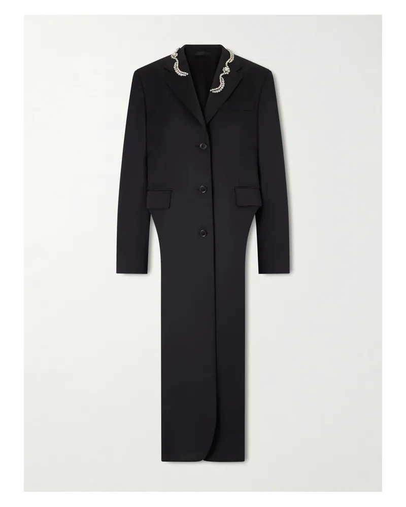 Simone Rocha Mantel Aus Webstoff Mit Verzierungen - Schwarz Schwarz