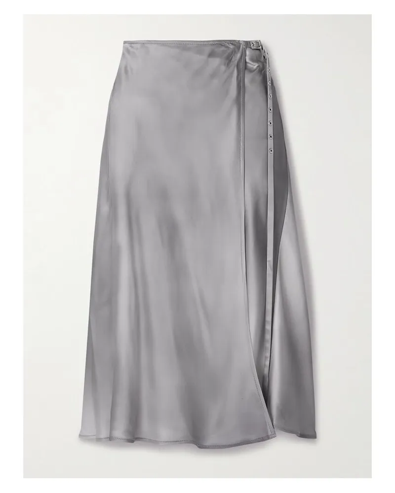 Acne Studios Midi-wickelrock Aus Satin Mit Gürtel - Grau Grau