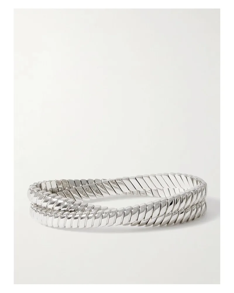 Roxanne Assoulin Double Cobra Silberfarbenes Armband Silber