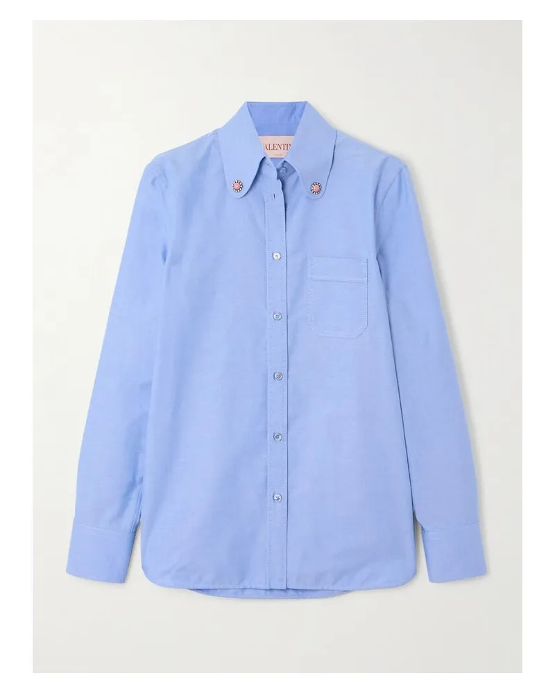 Valentino Garavani Hemd Aus Baumwoll-oxford Mit Verzierungen - Blau Blau