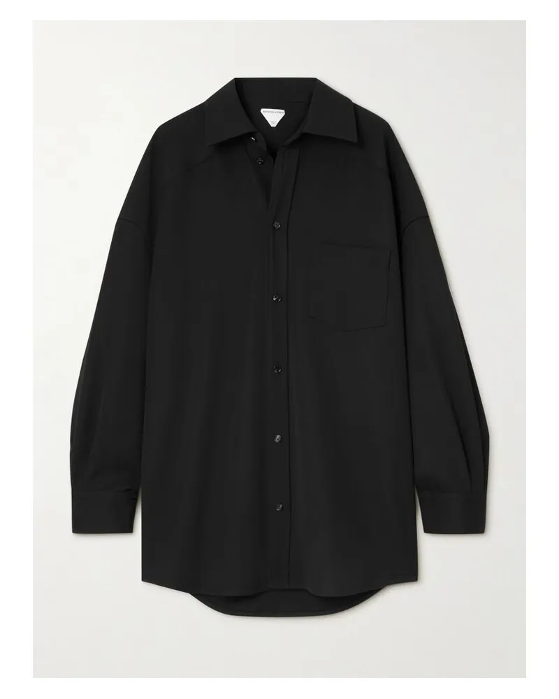 Bottega Veneta Hemd Aus Woll-twill - Schwarz Schwarz