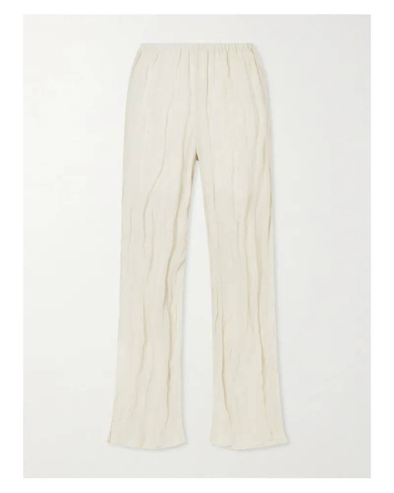 Róhe Jam Crinkled Cotton-blend Wide-leg Pants - Neutrals Neutrals