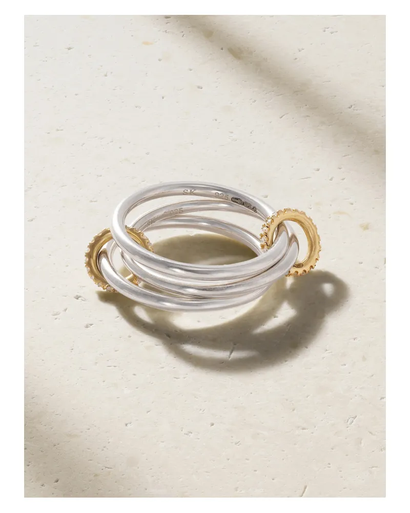 Spinelli Kilcollin Solarium Sterling Silver, 18-karat Gold And Diamond Ring Silver