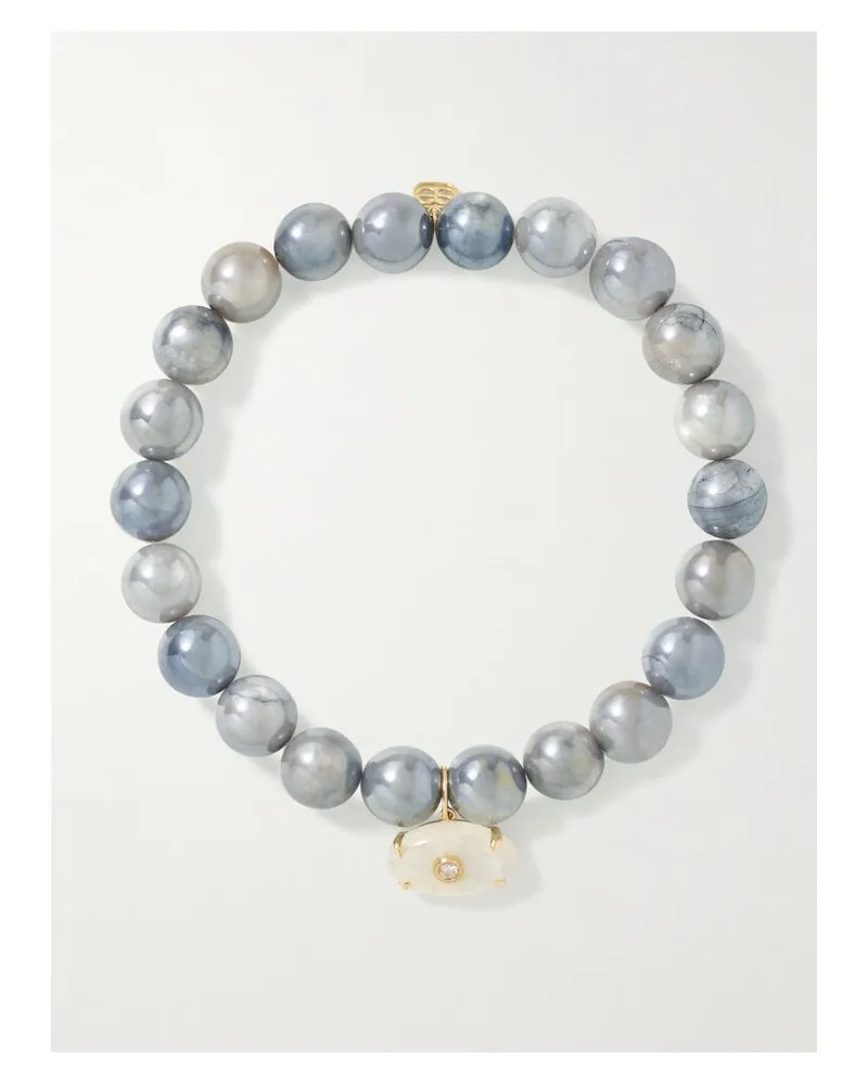 Sydney Evan Evil Eye Armband Mit Mondsteinen, Diamant Und Details Aus 14 Karat Gold Gold