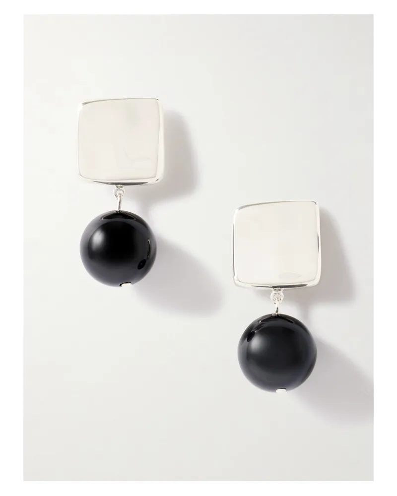 AGMES Luca Recycled Sterling Silver Onyx Earrings Silver