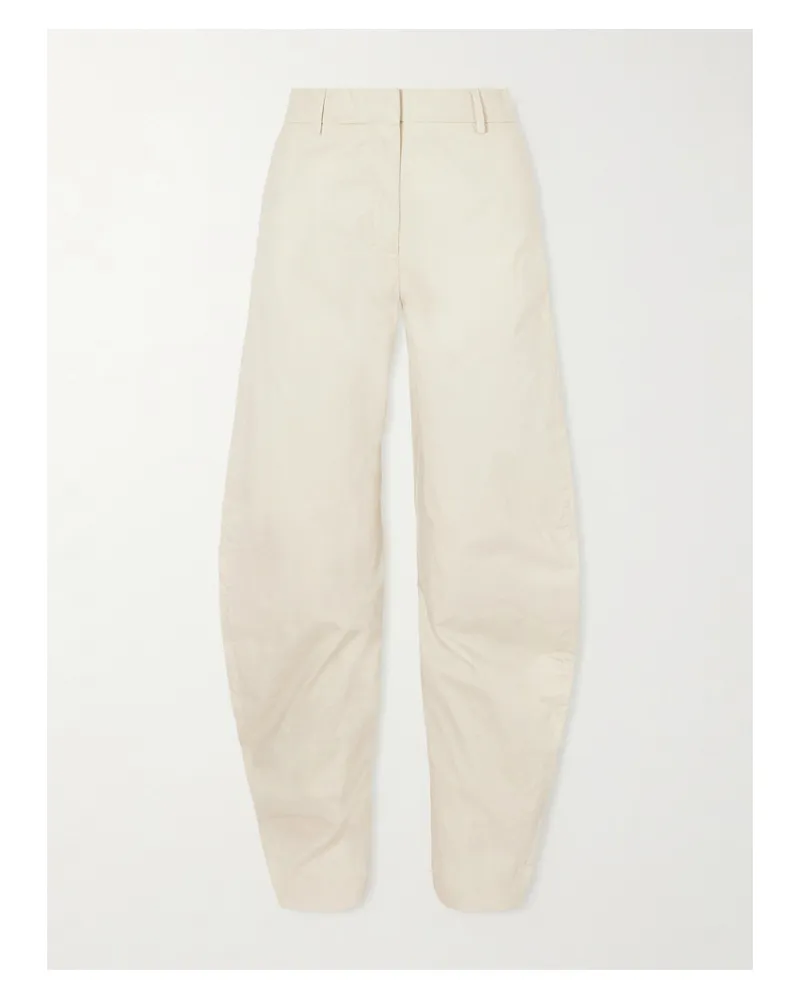 Acne Studios Coated Organic Cotton-twill Barrel-leg Pants - Neutrals Neutrals