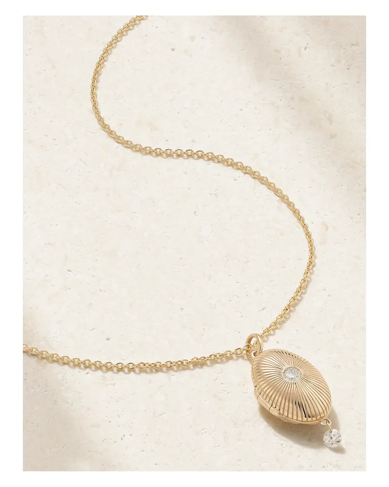 PERSEE Locket Kette Aus 9 Karat Gold Mit Diamanten Gold