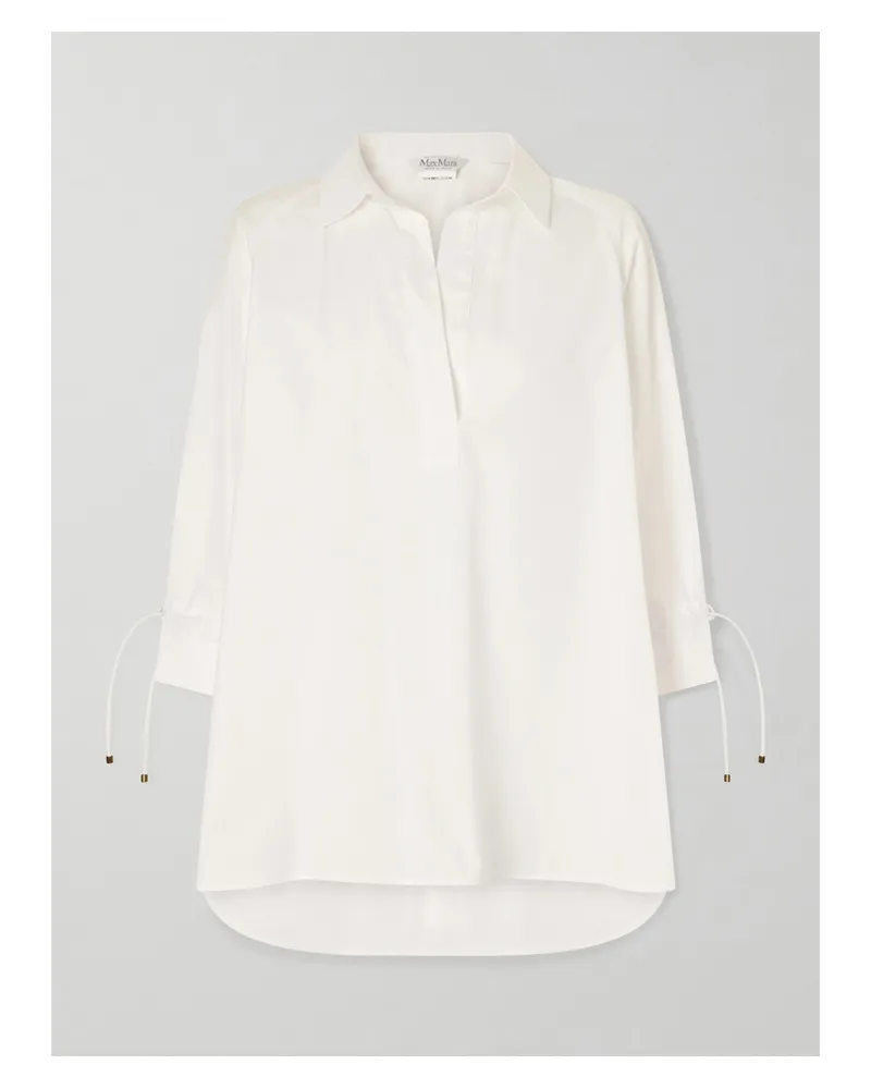 Max Mara Tie-detailed Cotton-poplin Blouse - White White