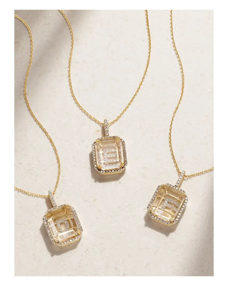 MATEO Initial Kette Aus 14 Karat Gold Mit Quarz Und Diamanten Gold