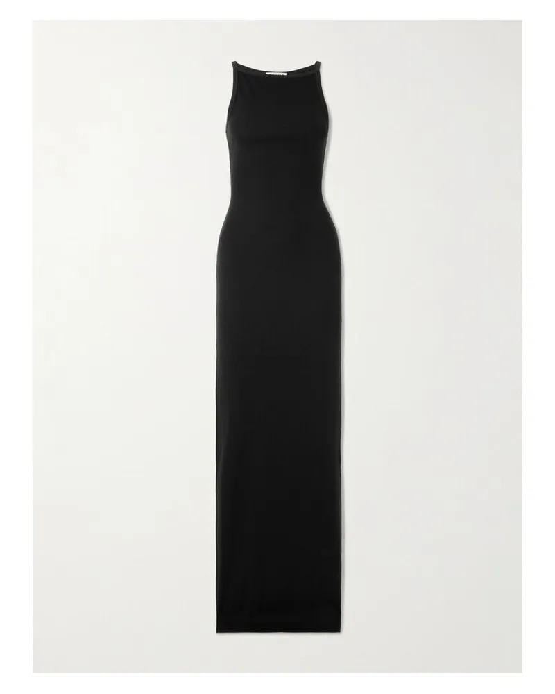 ÉTERNE Iris Maxikleid Aus Geripptem Stretch-jersey Aus Einer Baumwoll-modalmischung - Schwarz Schwarz