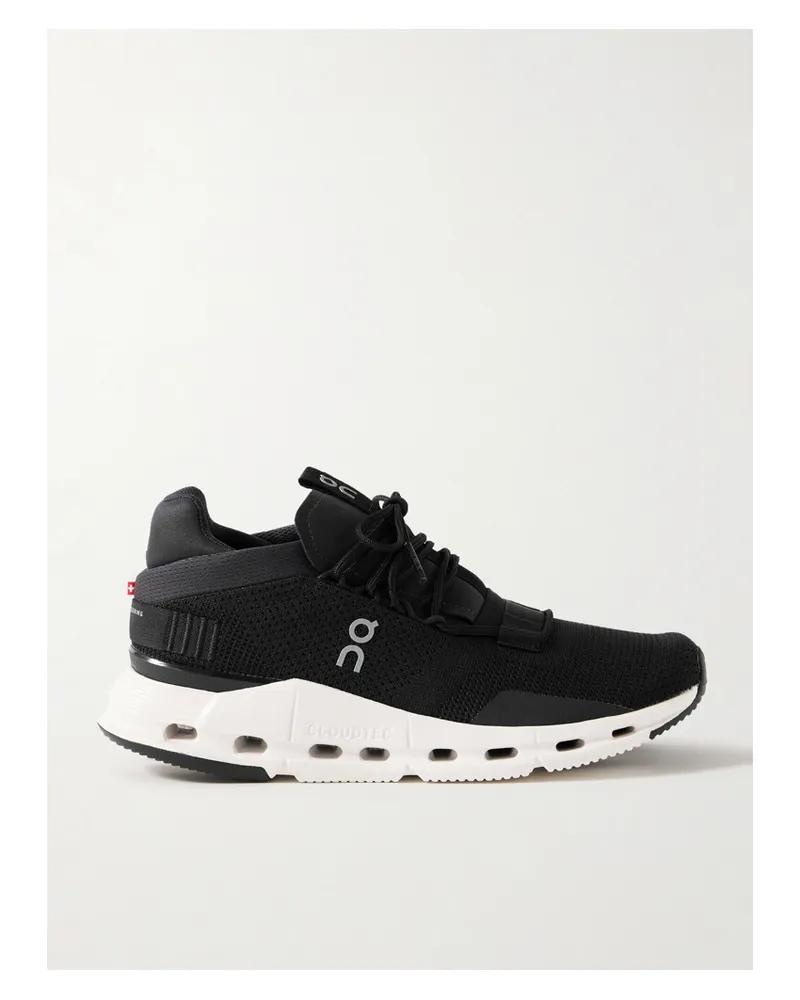 ON Cloudnova Sneakers Aus Mesh Mit Filzbesätzen - Schwarz Schwarz