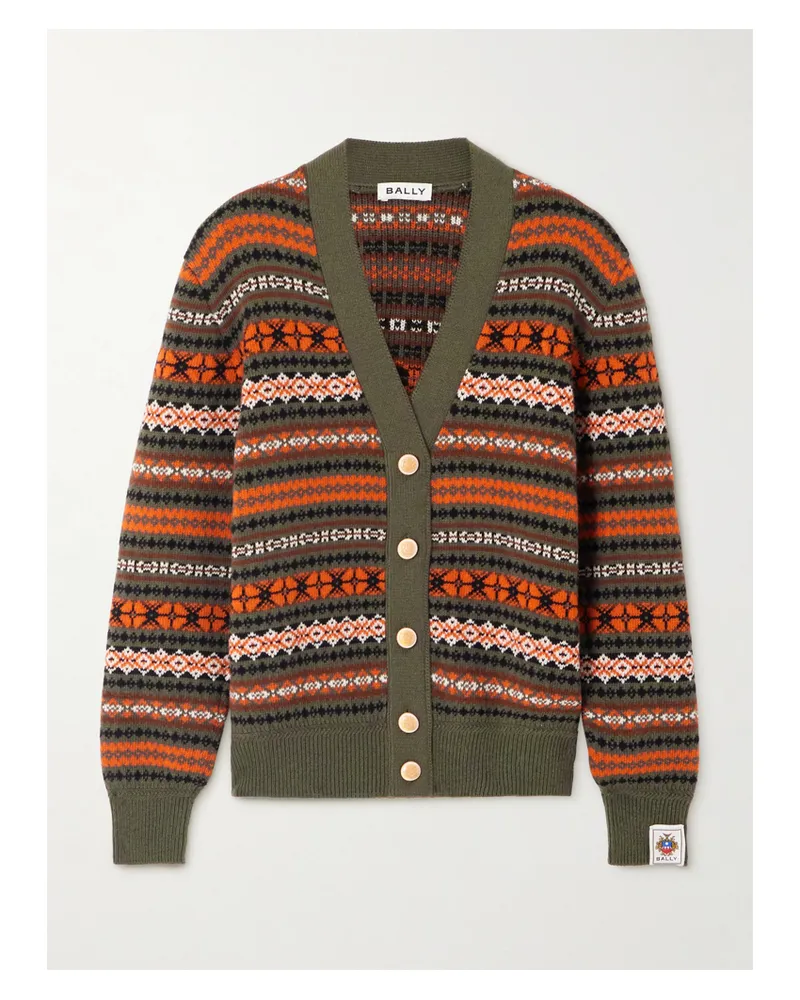 Bally Cardigan Aus Wolle In Jacquard-strick - Orange Orange