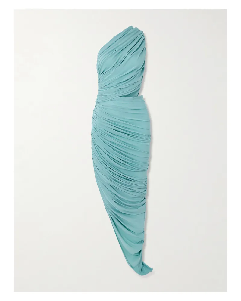 Alaïa One-shoulder Asymmetric Cutout Jersey Dress - Blue Blue