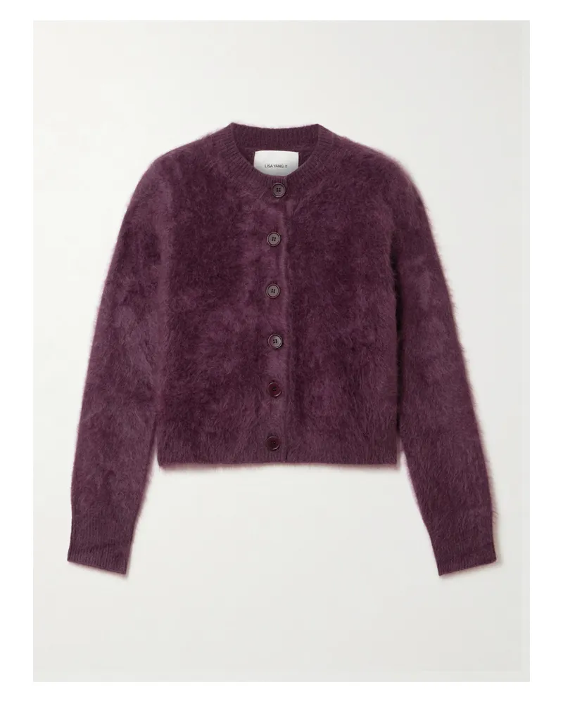 Lisa Yang Azalea Brushed-cashmere Cardigan - Burgundy Burgundy