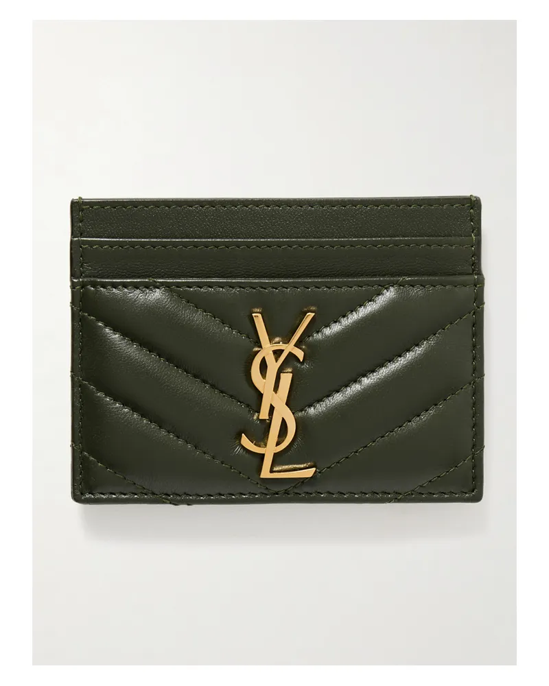 Saint Laurent Cassandre Kartenetui Aus Matelassé-leder - Grün Grün