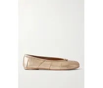 Tabi Split-toe Textured Metallic Leather Ballet Flats - Gold