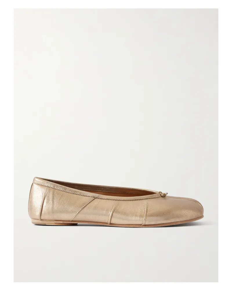 Maison Margiela Tabi Ballerinas Mit Geteilter Kappe Aus Strukturiertem Metallic-leder - Gold Gold